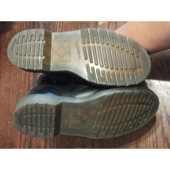 Dr. Martens Black Leather 8-Eye Combat Boots with Yellow Stitching - Picture 3 of 4